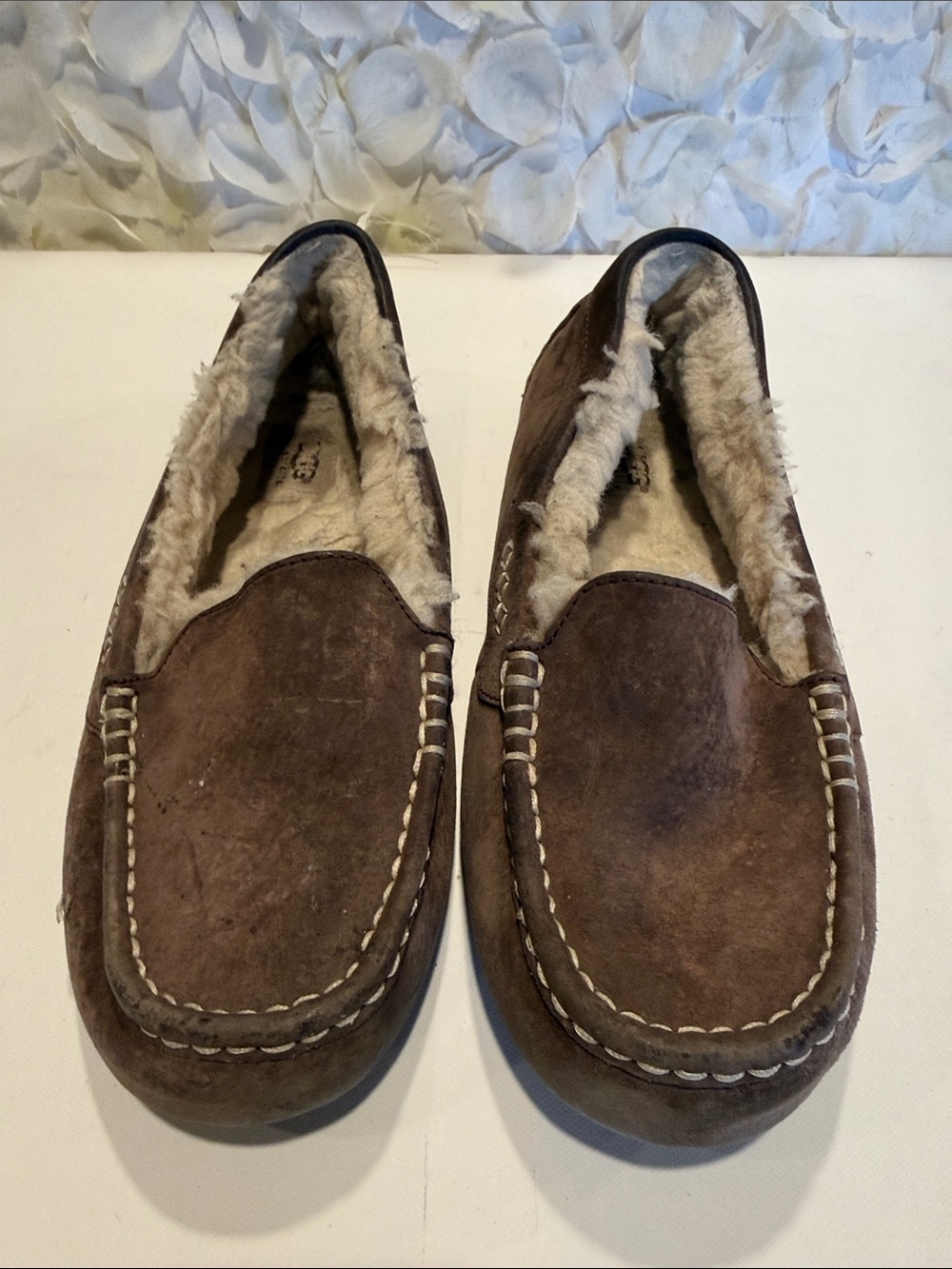 UGG Chestnut Suede Shearling Moccasin Slippers